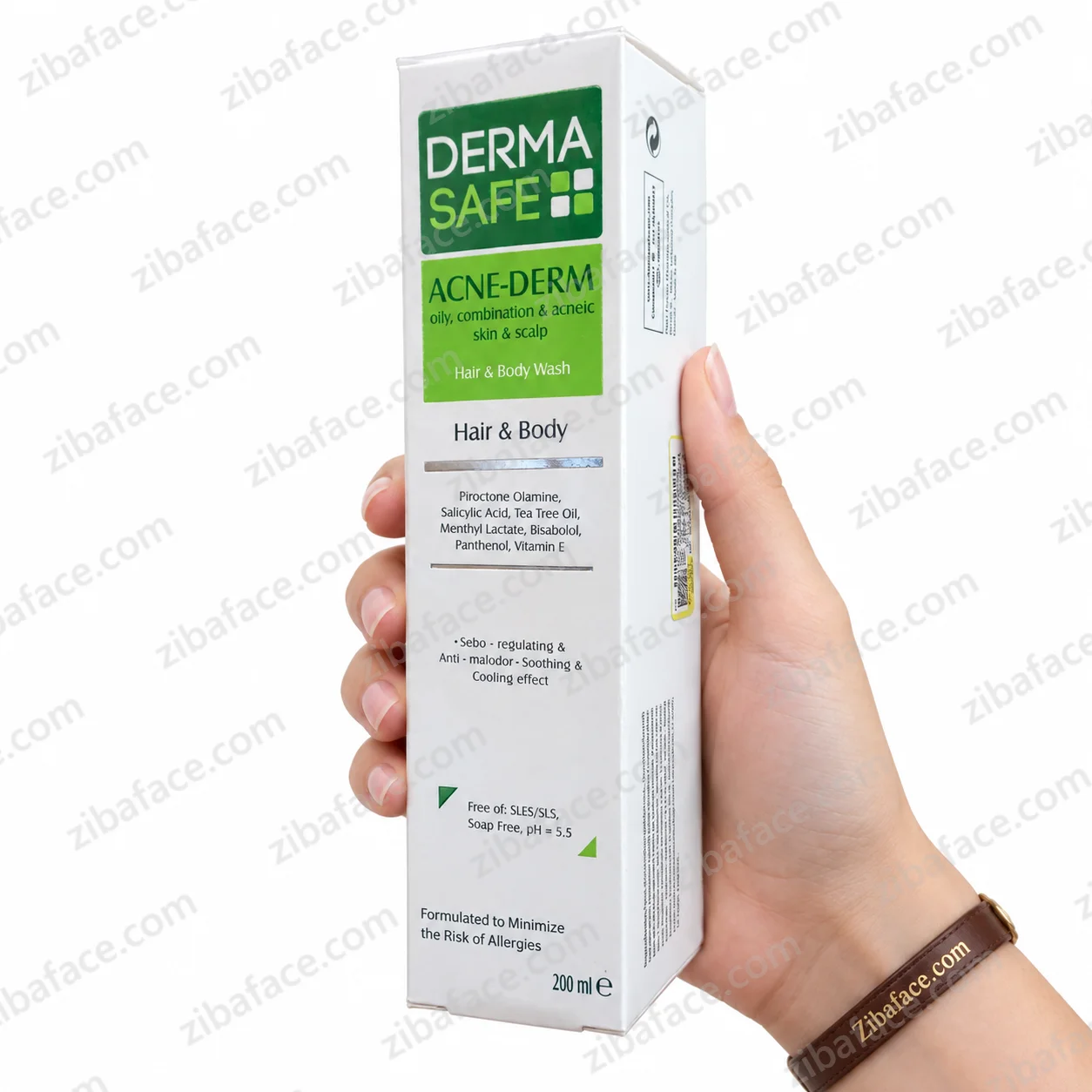 شامپو سر و بدن مخصوص پوست های چرب , مختلط و دارای آکنه درماسیف ACNE-DERM (انقضا 1408/05)