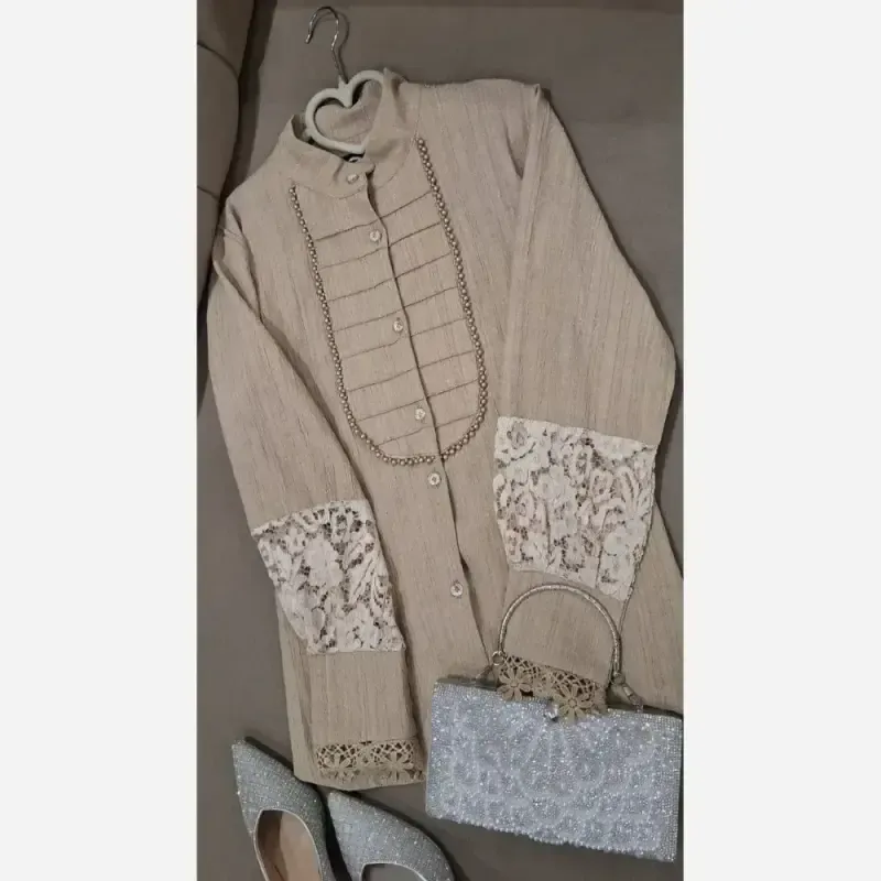 شومیز زنانه مدل آیجان جنس پارچه توکی درجه یک — تصویر 1