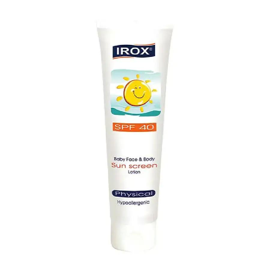 لوسيون ضد آفتاب فيزيکال کودک ایروکس SPF 40 مناسب صورت و بدن 60 گرم