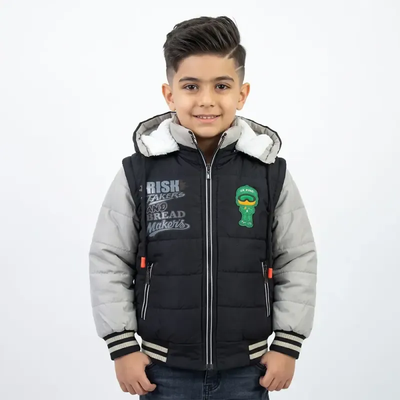 کاپشن پسرانه شمعی داخل خز مشکی