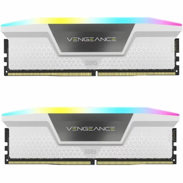 حافظه رم دسکتاپ کورسیر مدل VENGEANCE RGB 32GB 16GBx2 DDR5 5200MHz CL40 White