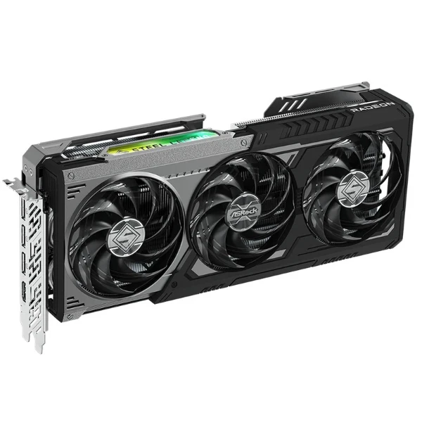 کارت گرافیک ازراک مدل AMD Radeon RX 9070 GRE Steel Legend Dark OC حافظه 12 گیگابایت — تصویر 1