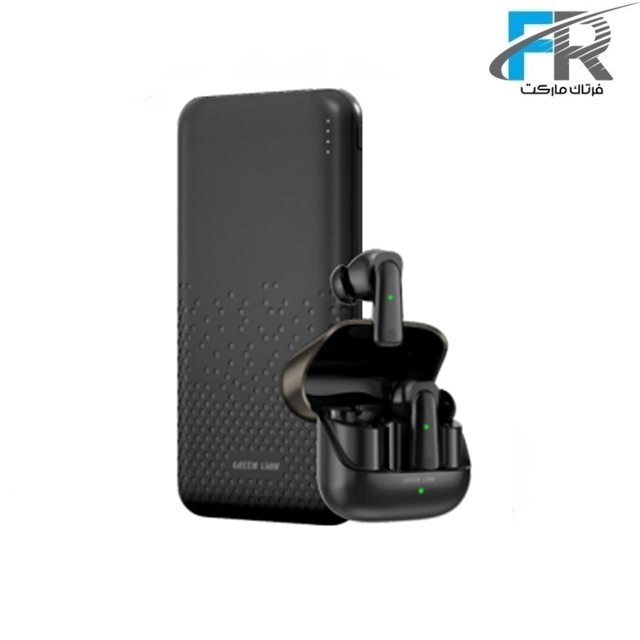 پاوربانک و هدست بلوتوث 10000 میلی آمپر گرین لاین مدل GNROME2TWS - ROME & EARBUDS