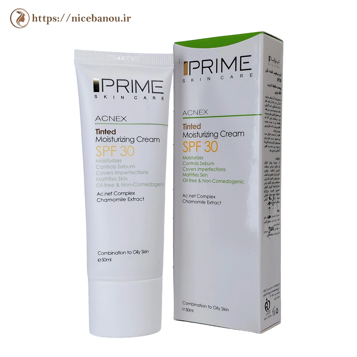 کرم مرطوبکننده رنگی پرایم آکنکس SPF30 مناسب پوست مختلط تا چرب 50 میلیلیتر