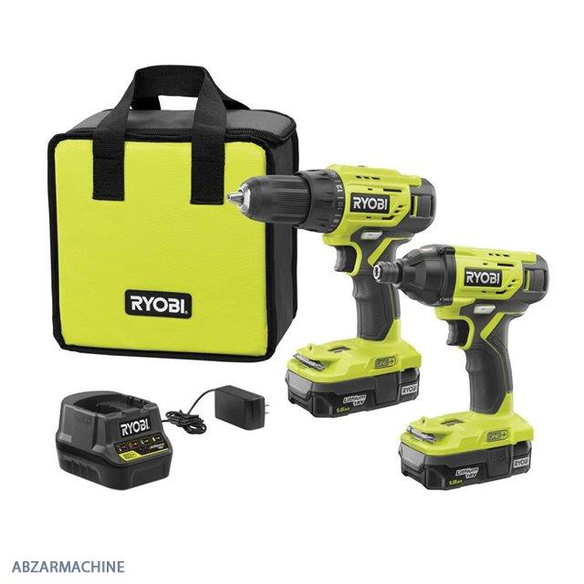 پکیج دو عددی دریل شارژی و دریل پیچ گوشتی RYOBI