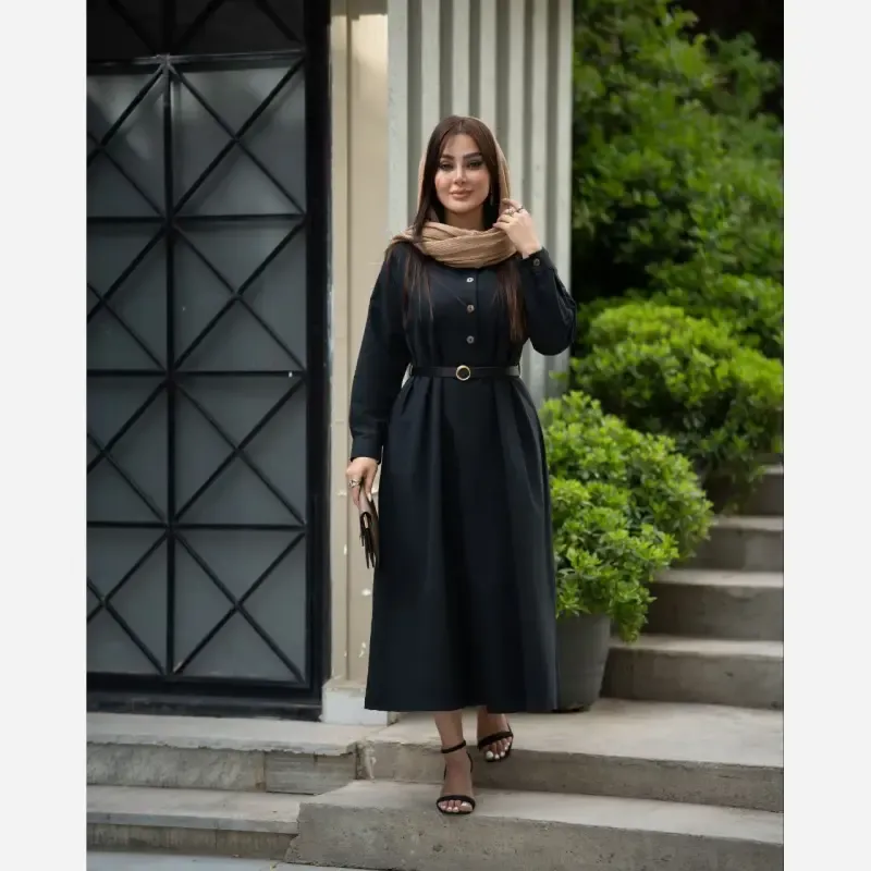 پیراهن زنانه مدل سولین جنس لینن سایز 38 تا 50 قد 125 — تصویر 1