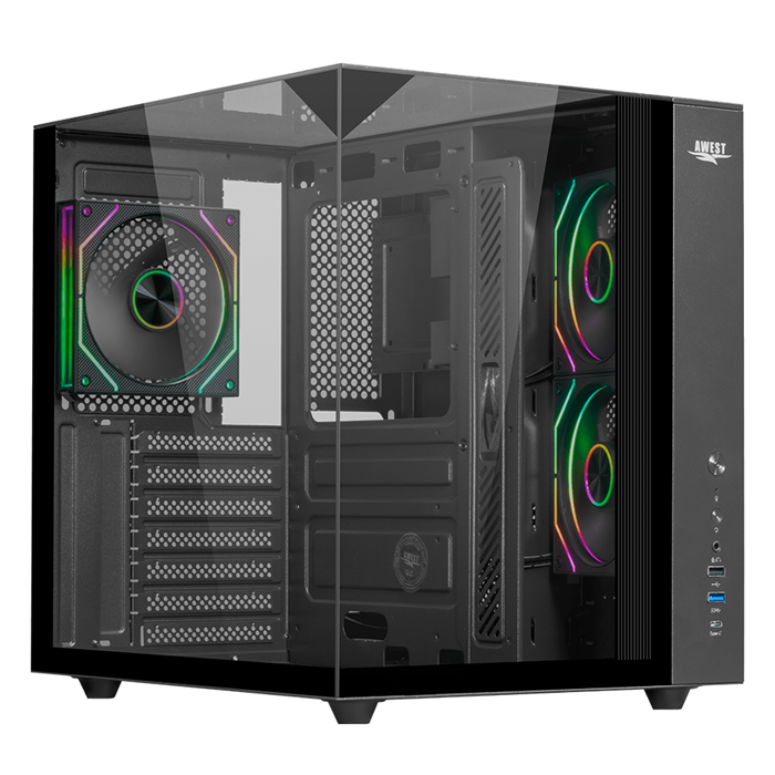 کیس گیمینگ مشکی اوست AQ15 TG Black