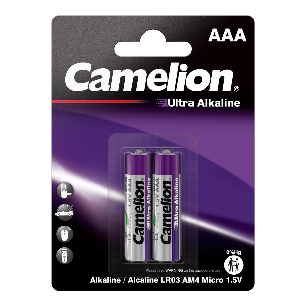پک دو عددی باتری نیم قلمی کملیون مدل Camelion Ultra Alkaline Batteries LR03 — تصویر 1