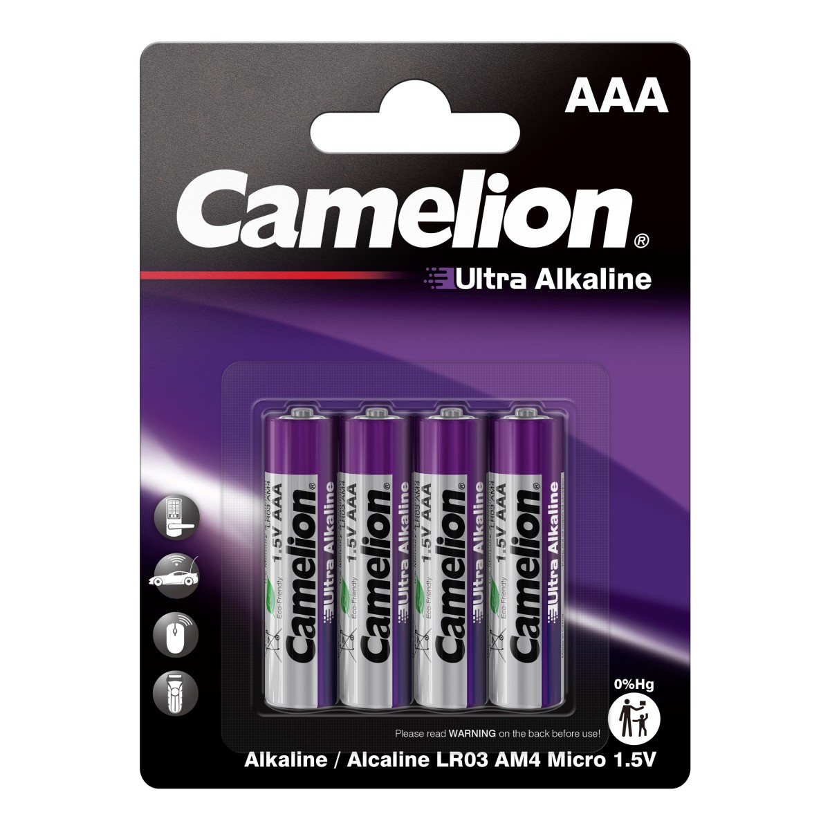 پک چهار عددی باتری نیم قلمی کملیون مدل Camelion Ultra Alkaline Batteries LR03 — تصویر 1