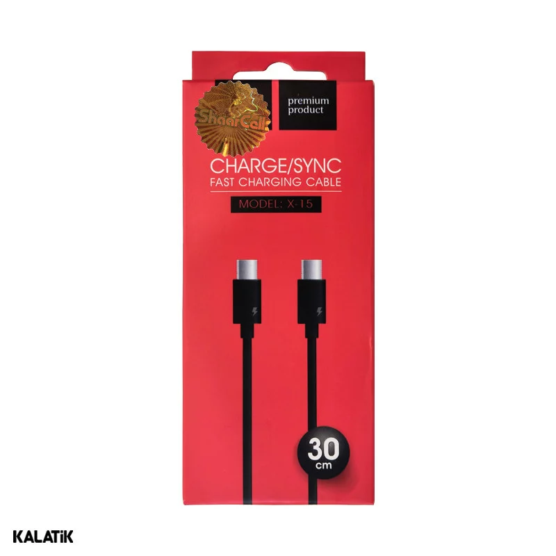 کابل تبدیل USB-C به USB-C مدل X-15 به طول 30 سانتی متر-شارسل — تصویر 1