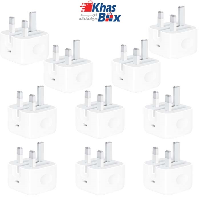 شارژر اپل مدل A2344 ظرفیت ۲۰ وات ۳ پین پک 10 عددی