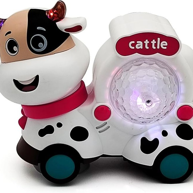 اسباب بازی گاو موزیکال دو رو YJ TOYS چراغدار و اورجینالجدید