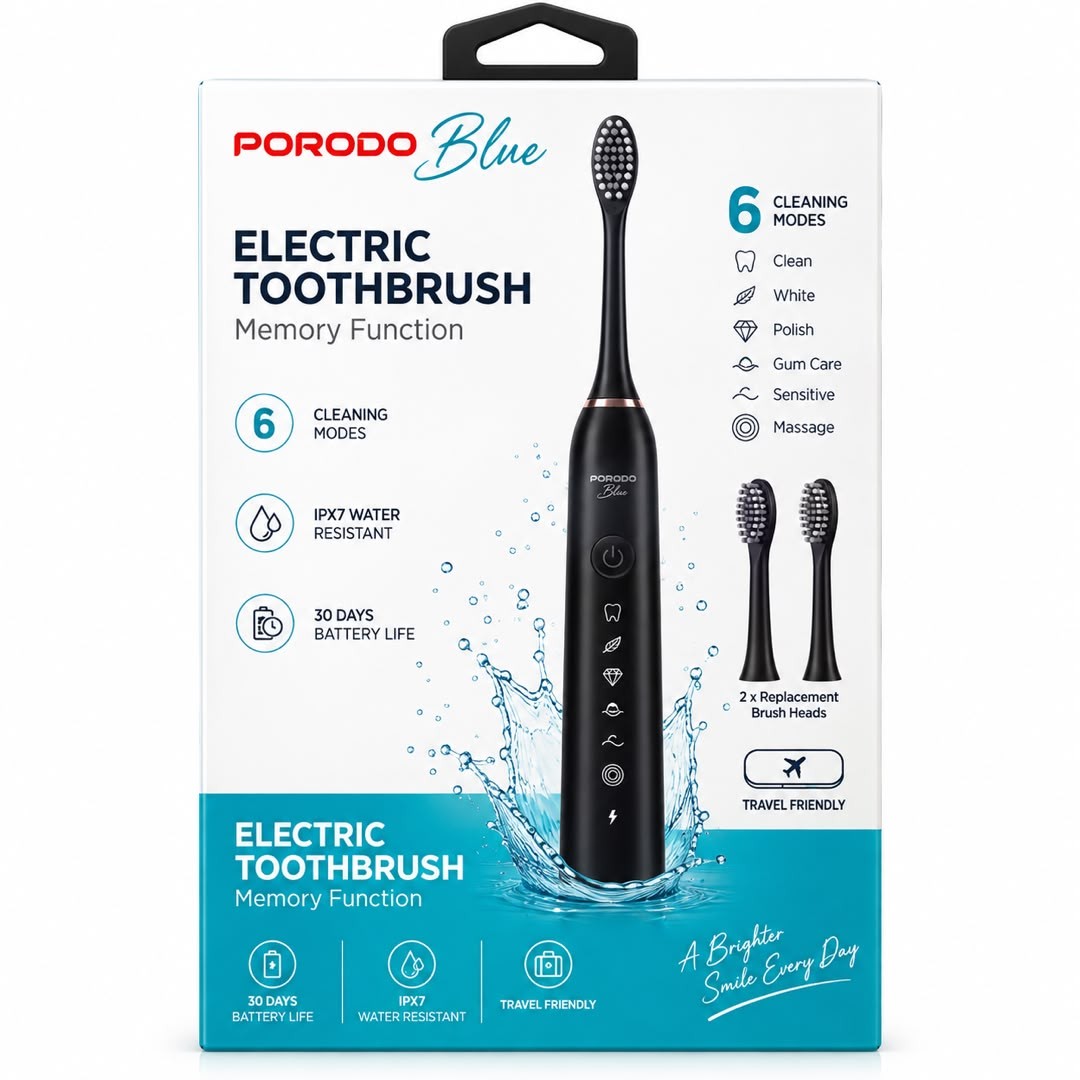 مسواک شارژی Porodo Blue مدل 6 حالته مدل (PBZDX3) — تصویر 1