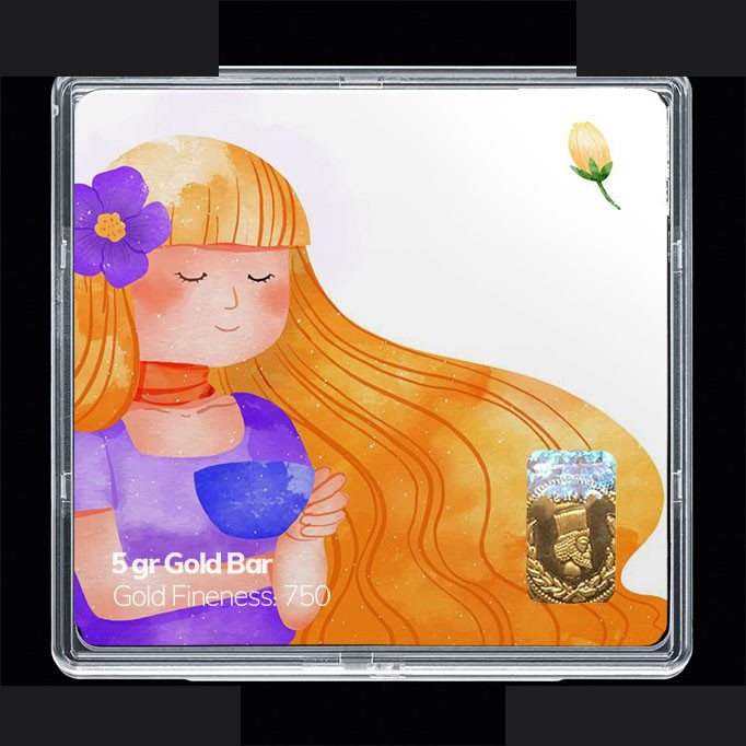 شمش طلا 18 عیار 100 سوت مدوپد مدل روز دختر کد SG11709