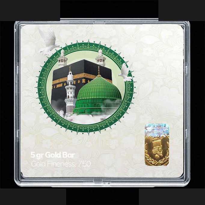 شمش طلا 18 عیار 100 سوت مدوپد مدل زیارت قبول کد SG11749