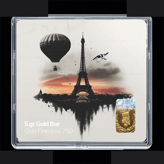 شمش طلا 18 عیار 100 سوت مدوپد مدل ایفل کد SG11817 — تصویر 1