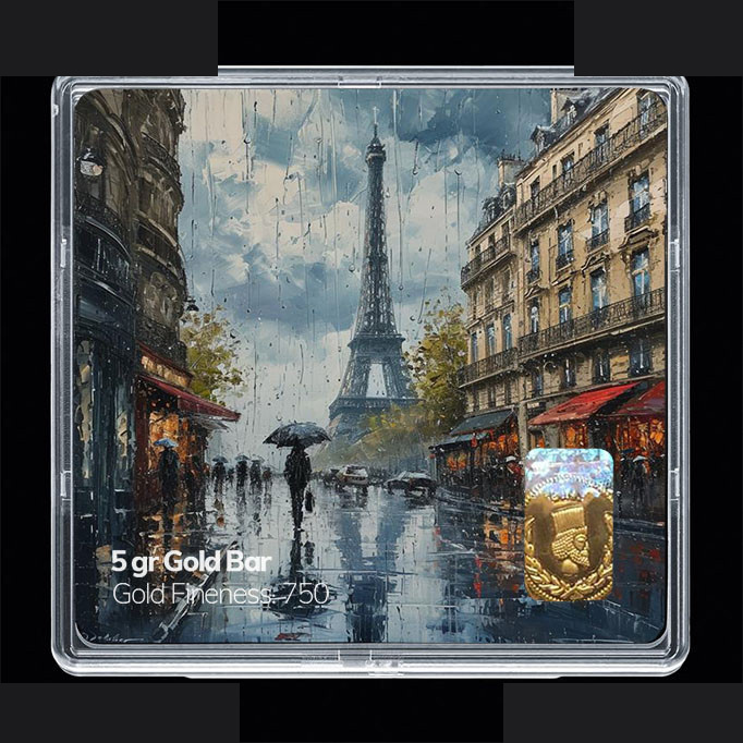 شمش طلا 18 عیار 100 سوت مدوپد مدل ایفل کد SG11818