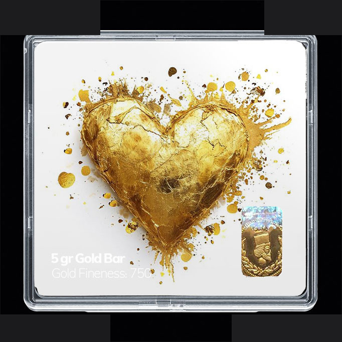 شمش طلا 18 عیار 100 سوت مدوپد مدل قلب کد SG11835 — تصویر 1