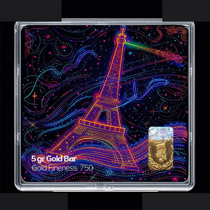 شمش طلا 18 عیار 100 سوت مدوپد مدل ایفل کد SG11780 — تصویر 1
