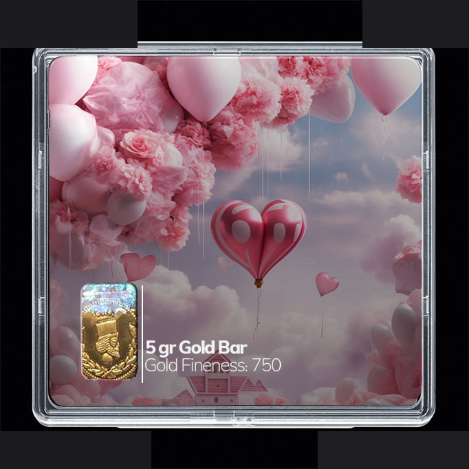 شمش طلا 18 عیار 100 سوت مدوپد مدل بادکنک قلبی کد SG10309