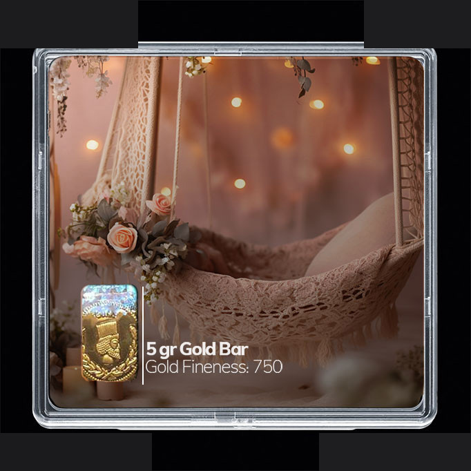 شمش طلا 18 عیار 100 سوت مدوپد مدل گهواره کد SG10292 — تصویر 1