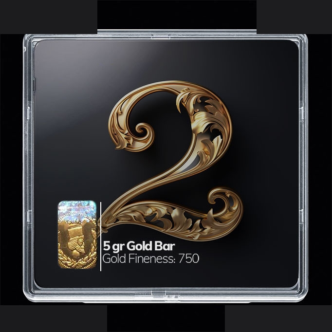 شمش طلا 18 عیار 100 سوت مدوپد مدل عدد 2 کد SG10202