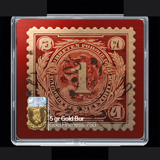 شمش طلا 18 عیار 100 سوت مدوپد مدل تمبر کد SG10167 — تصویر 1
