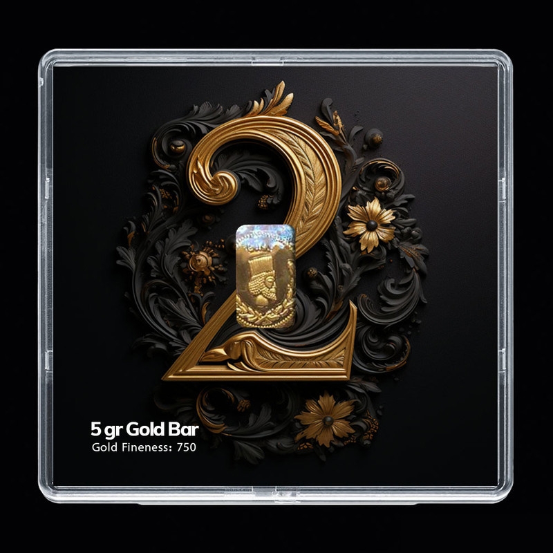 شمش طلا 18 عیار مدوپد مدل عدد 2 کد SG-10157