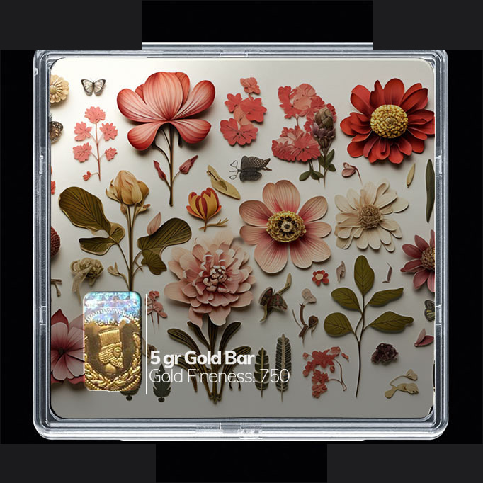 شمش طلا 18 عیار 100 سوت مدوپد مدل گل کد SG10527