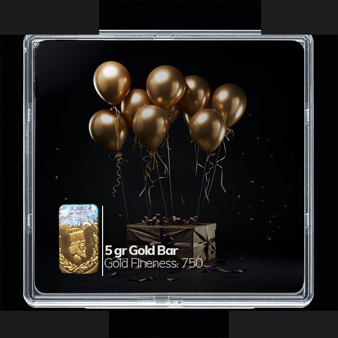 شمش طلا 18 عیار 100 سوت مدوپد مدل کادو و بادکنک کد SG10618