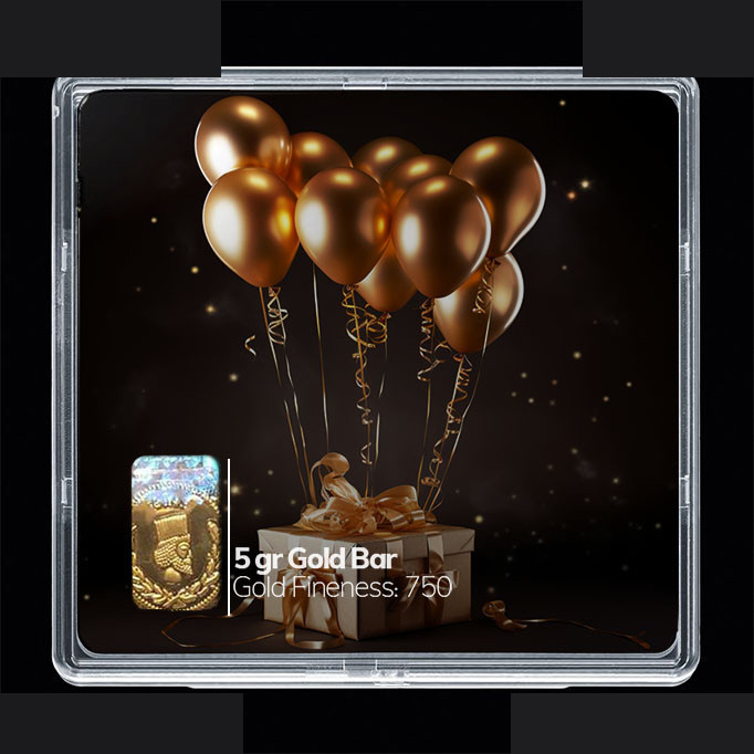 شمش طلا 18 عیار 100 سوت مدوپد مدل کادو و بادکنک کد SG10619