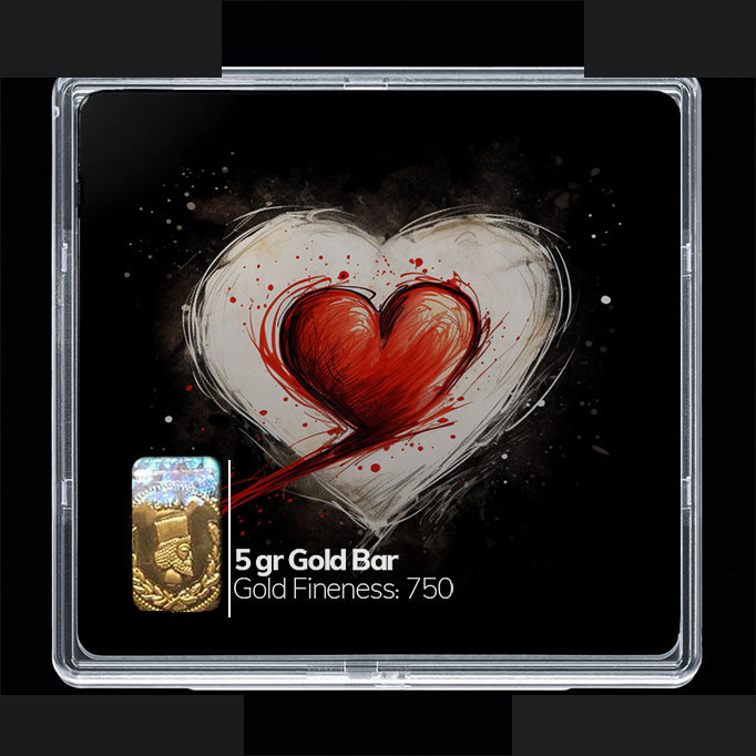 شمش طلا 18 عیار 100 سوت مدوپد مدل قلب کد SG10685 — تصویر 1
