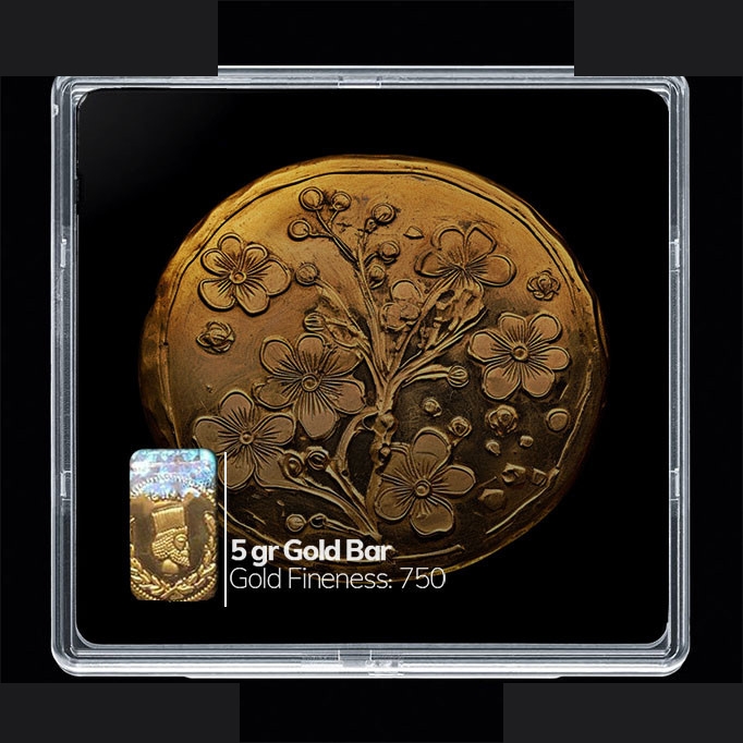 شمش طلا 18 عیار 100 سوت مدوپد مدل سکه گل کد SG10687 — تصویر 1