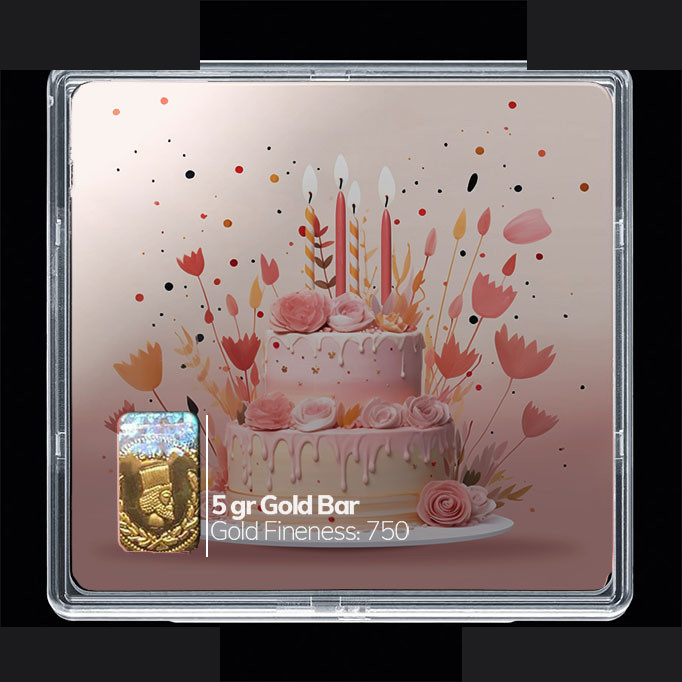 شمش طلا 18 عیار 100 سوت مدوپد مدل کیک تولد کد SG10742