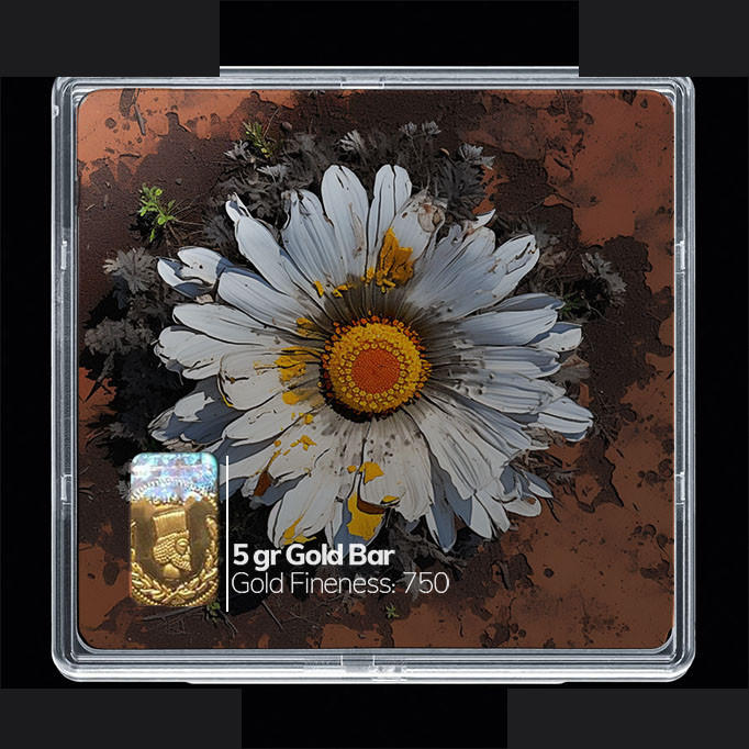 شمش طلا 18 عیار 100 سوت مدوپد مدل گل کد SG10776 — تصویر 1