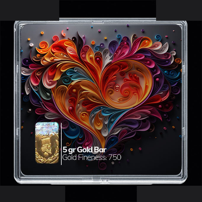 شمش طلا 18 عیار 100 سوت مدوپد مدل قلب کد SG10827 — تصویر 1