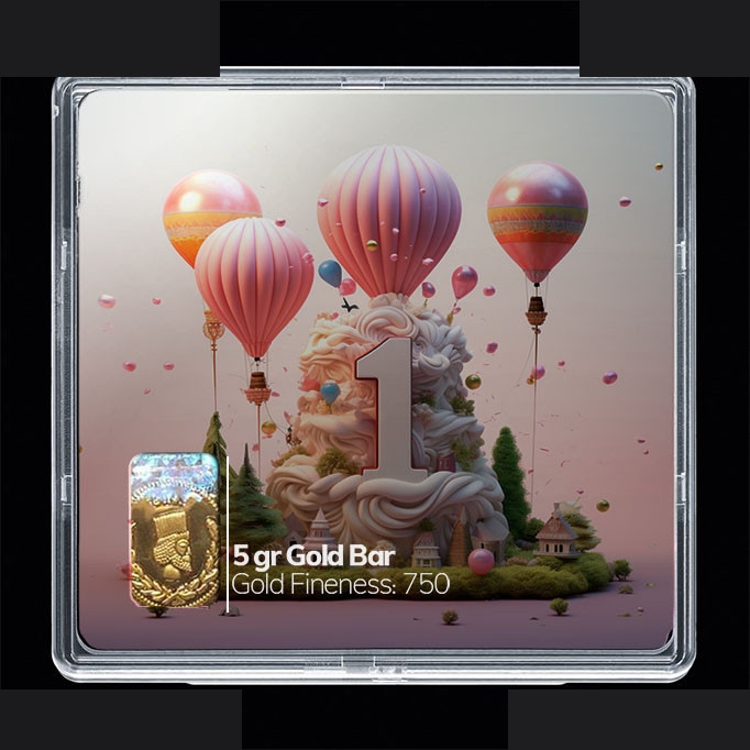 شمش طلا 18 عیار 100 سوت مدوپد مدل عدد یک کد SG10869 — تصویر 1