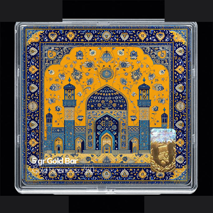 شمش طلا 18 عیار 100 سوت مدوپد مدل نوروز و سال نو کد SG11653