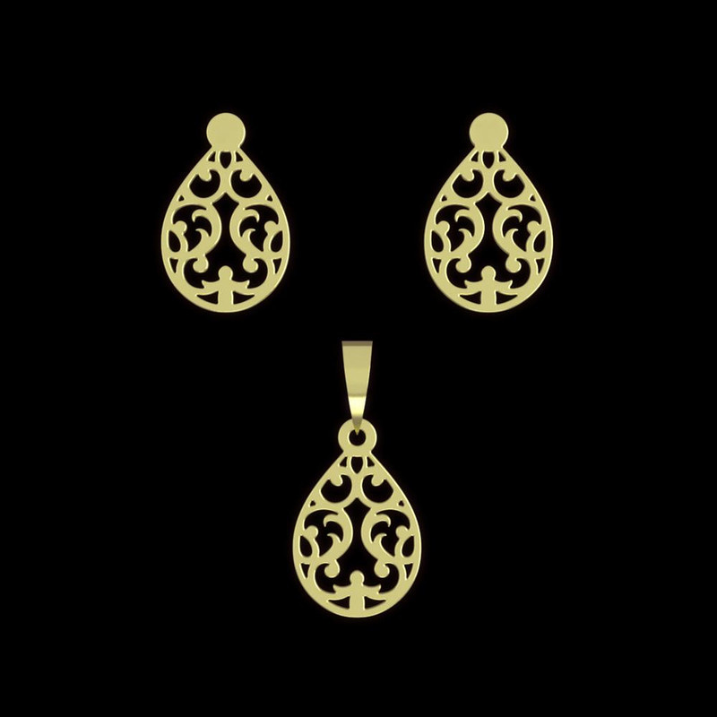 نیم ست طلا 18 عیار زنانه مدوپد مدل اسلیمی کد NA15279 — تصویر 1