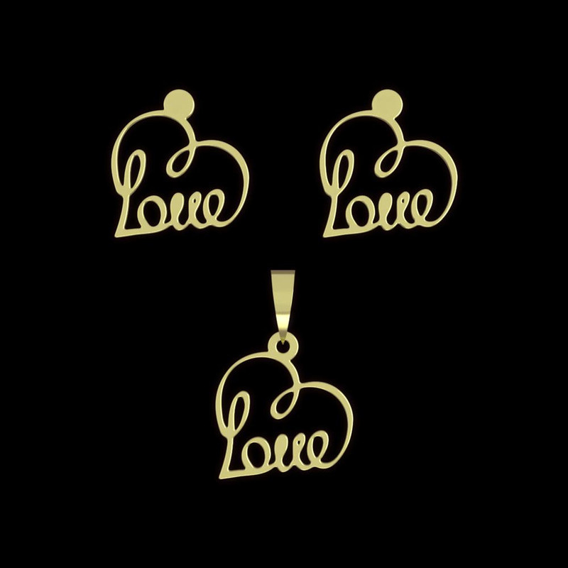 نیم ست طلا 18 عیار زنانه مدوپد مدل love کد NA11395