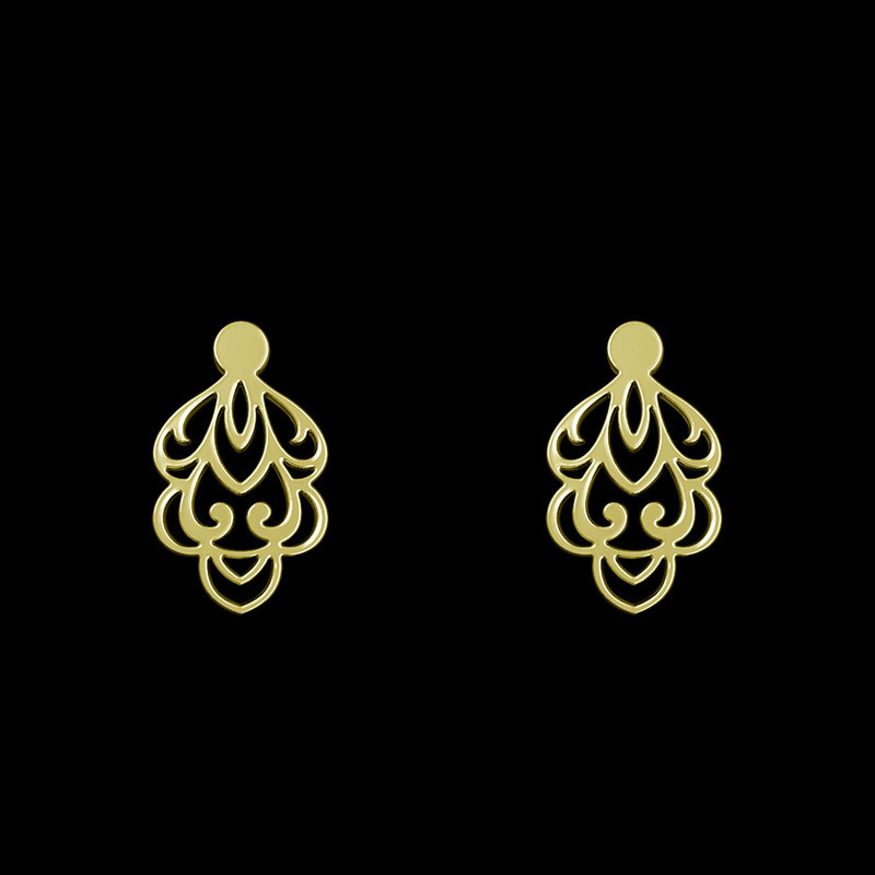 گوشواره طلا 18 عیار زنانه مدوپد مدل اسلیمی کد GA1-15272