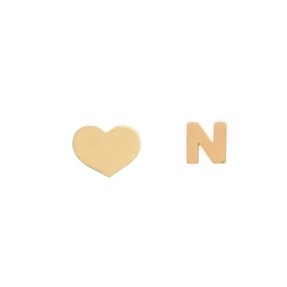 گوشواره طلا 18عیار اپال گلد مدل قلب و حرف N