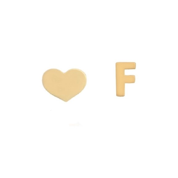 گوشواره طلا 18عیار اپال گلد مدل قلب و حروف F
