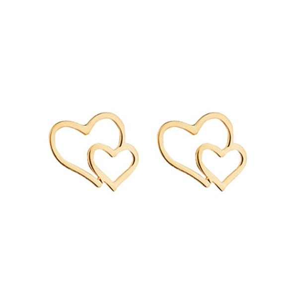 گوشواره طلا 18عیار پال گلد مدل دوقلب توخالی N0247