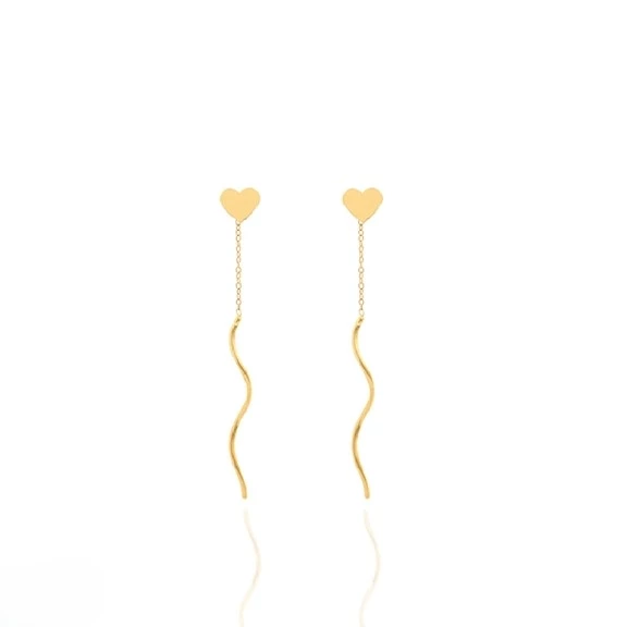 گوشواره طلا 18 عیار اپال گلد مدل پیچی قلب توپر — تصویر 1