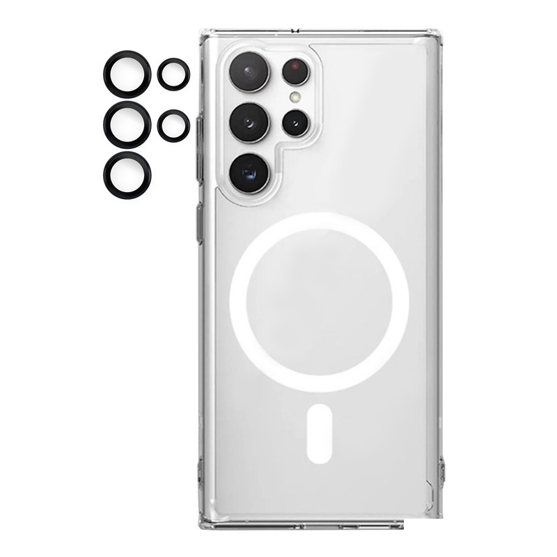 کاور آکوآرا مدل MagSafe BKRNG مناسب برای گوشی موبایل سامسونگ Galaxy S25 Ultra به همراه محافظ لنز دوربین