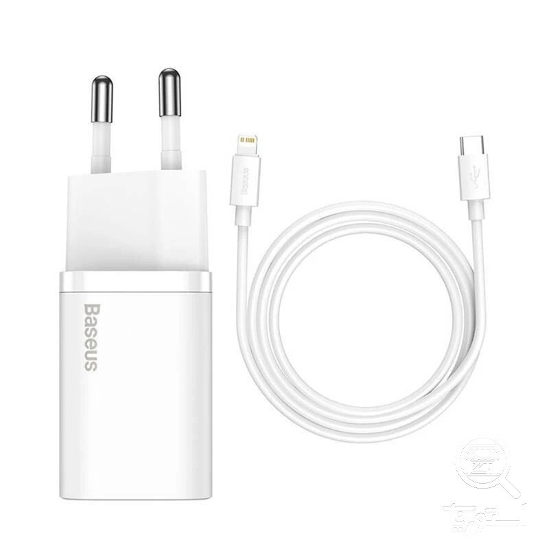 شارژر دیواری باسئوس مدل TZCCSUP-20W به همراه کابل تبدیل لایتنینگ