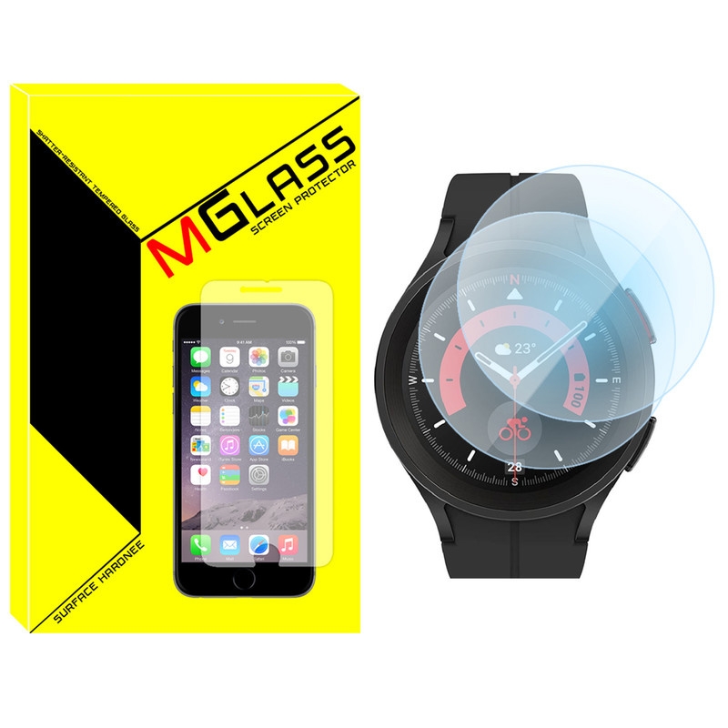 محافظ صفحه نمایش شیشهای ام گلس مدل SH-MG مناسب برای ساعت هوشمند سامسونگ Galaxy Watch 5 Pro بسته دو عددی