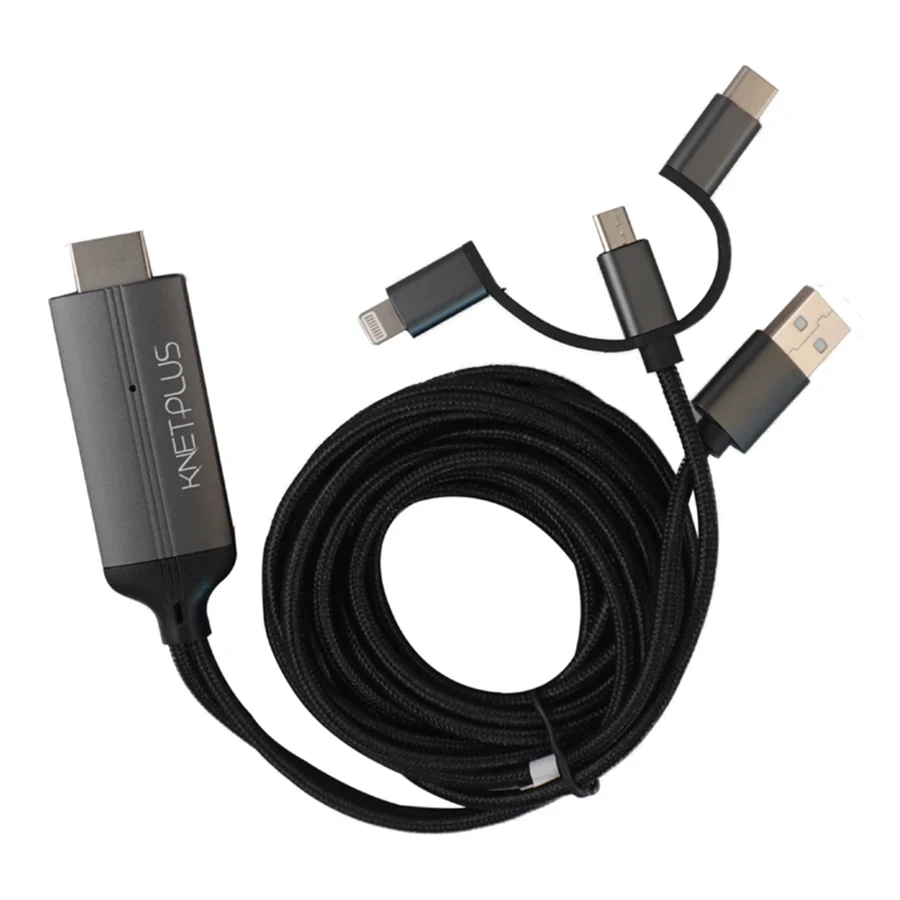 کابل 2 متر تبدیل microUSB و USB-C و Lightning به HDMI کی نت پلاس مدل KP-CT3 — تصویر 1