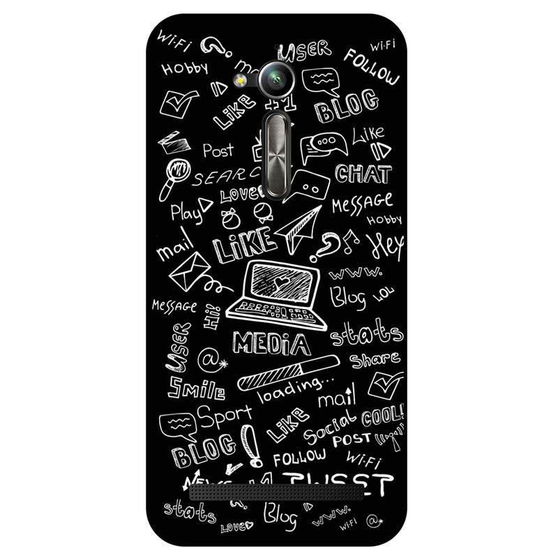 کاور مگافون طرح رسانه های اجتماعی مدل 1898 مناسب برای گوشی موبایل ایسوس Zenfone Go / ZB500KL